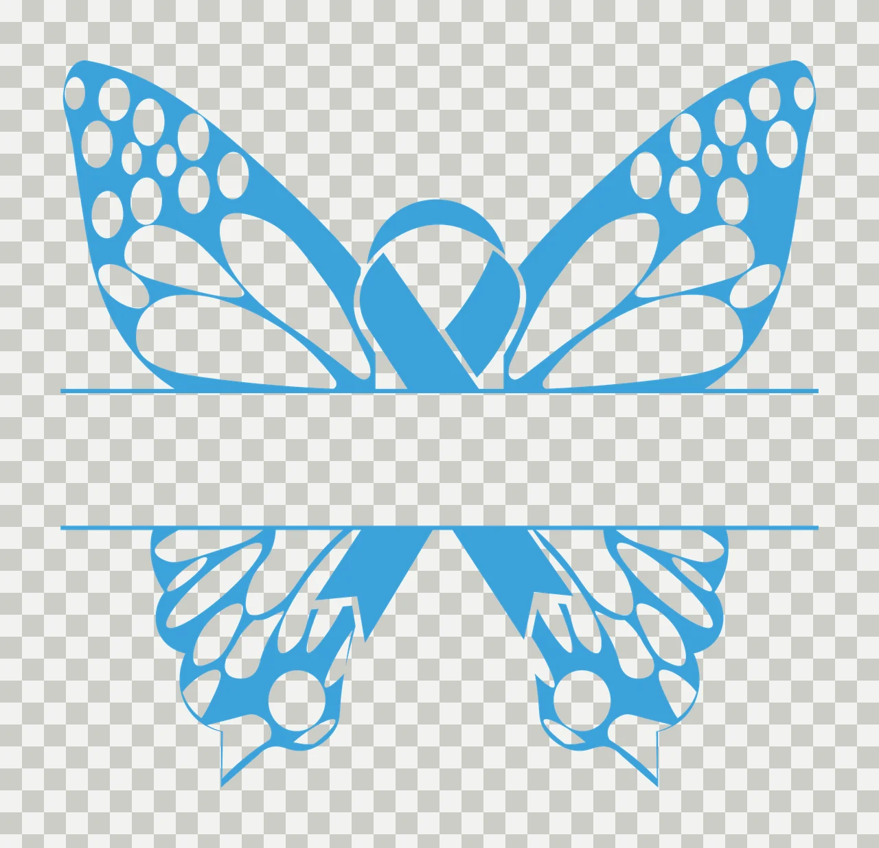 Ribbon Butterfly Blank Name Frame Silhouette wings black awareness transparency and detail preview thumbnail