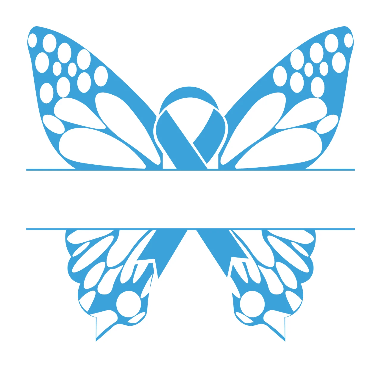 Ribbon Butterfly Blank Name Frame Silhouette wings black awareness