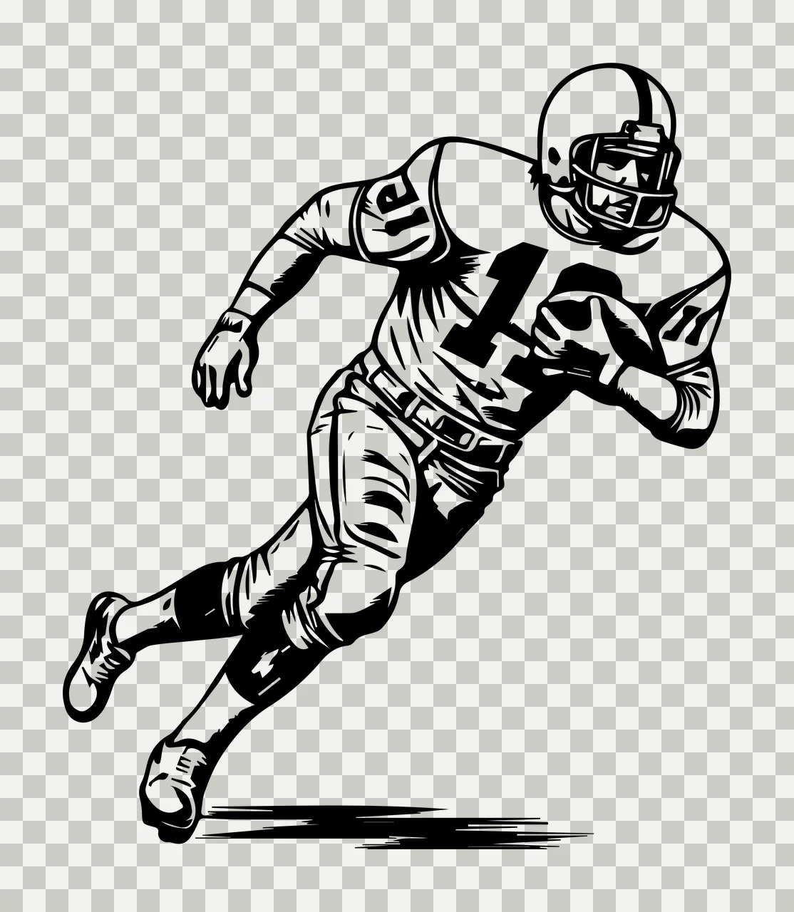 Football Player American Running Silhouette athlete helmet transparency and detail preview thumbnail