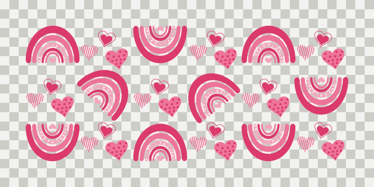 Can Glass Wrap Rainbows And Hearts Pattern Graphic rainbow transparency and detail preview thumbnail
