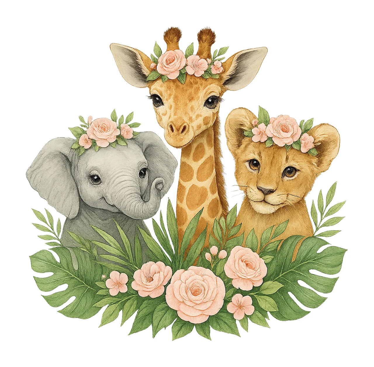 Safari Baby Animals Watercolour Kids Sublimation Design Zoo