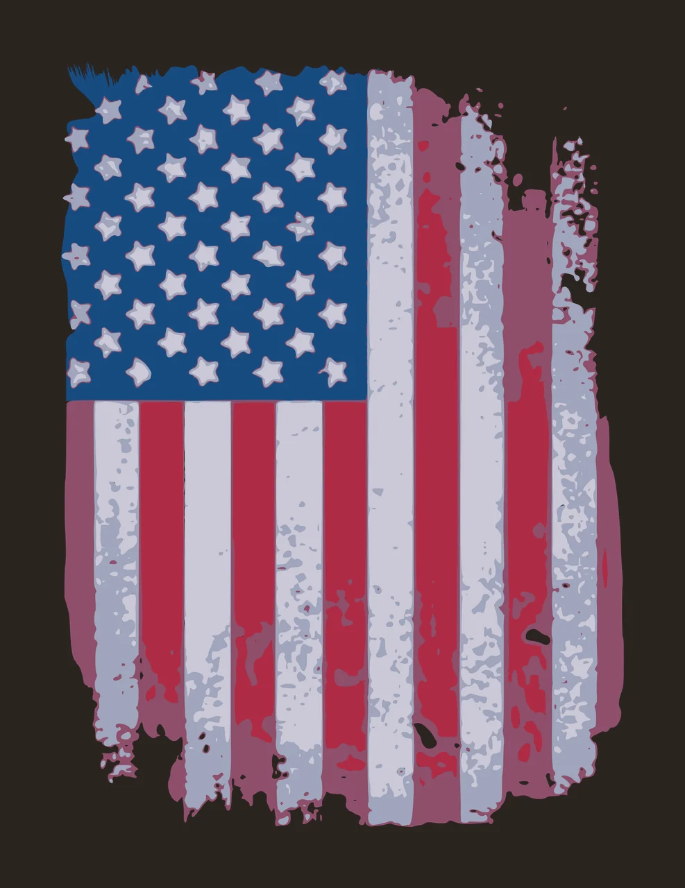 Flag Distressed Weathered Black Silhouette With Vertical Grunge contrast preview thumbnail