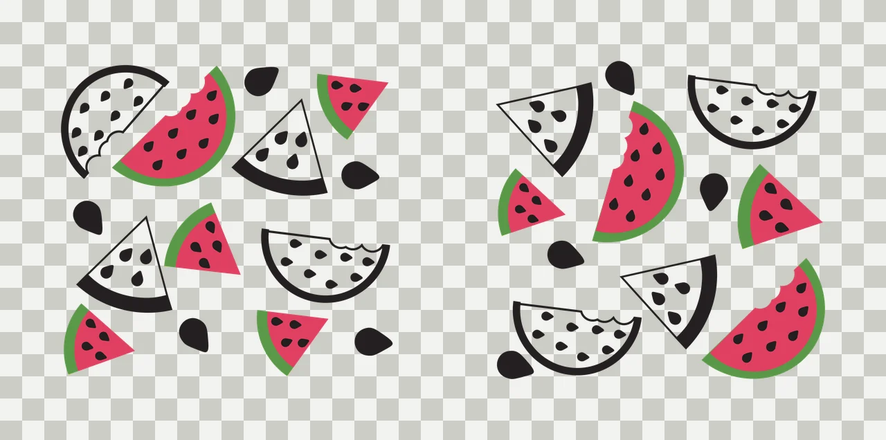 Can Glass Wrap Watermelon Slices And Seeds Pattern scattered transparency and detail preview thumbnail
