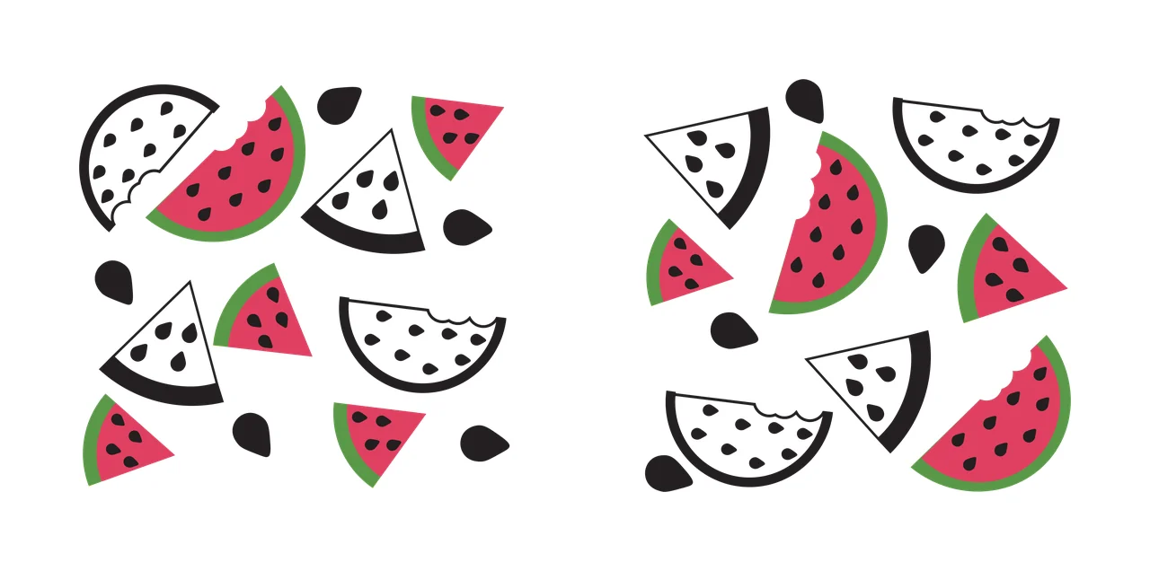 Can Glass Wrap Watermelon Slices And Seeds Pattern scattered