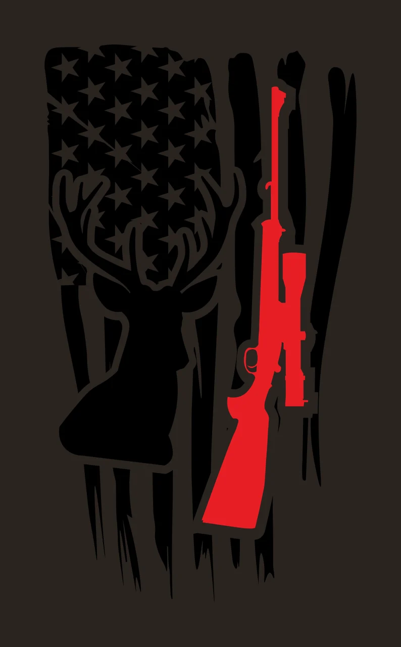 Hunting Deer Head And Rifle Flag Overlapping Graphic design contrast preview thumbnail