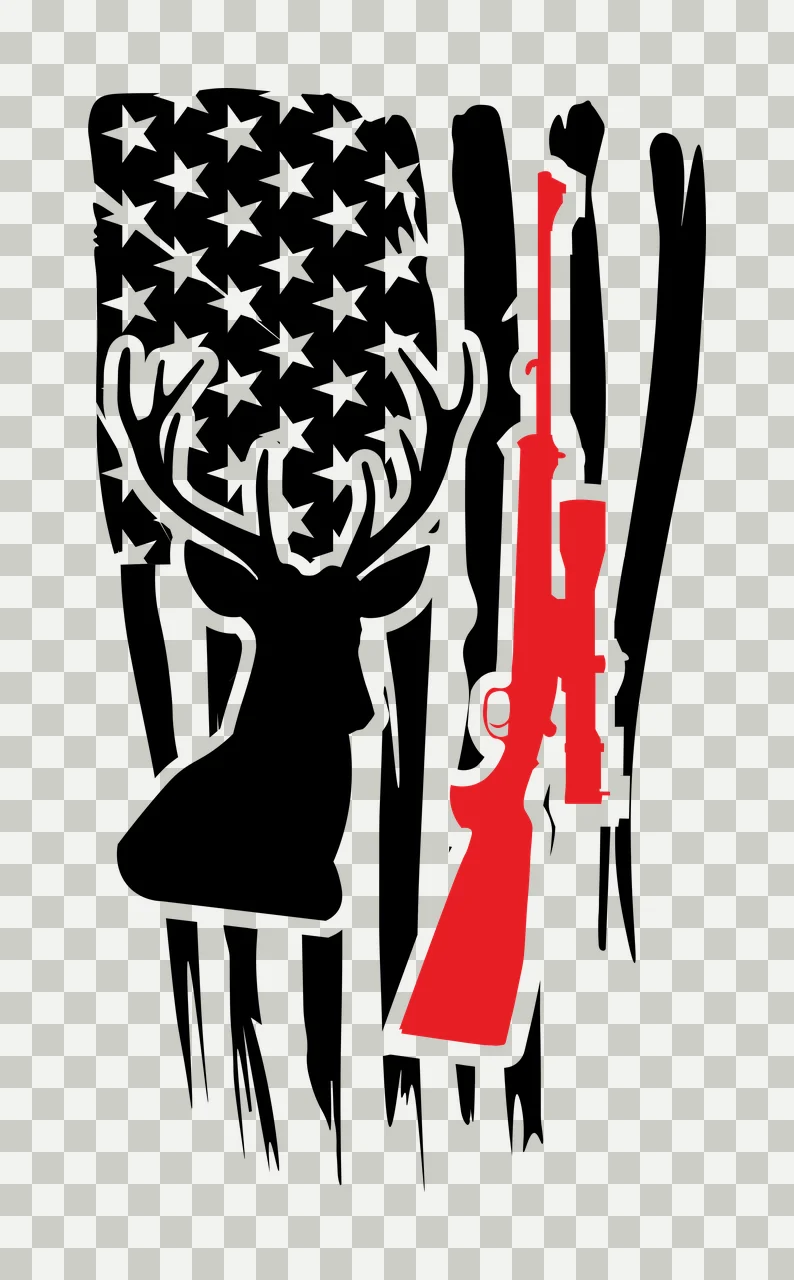 Hunting Deer Head And Rifle Flag Overlapping Graphic design transparency and detail preview thumbnail