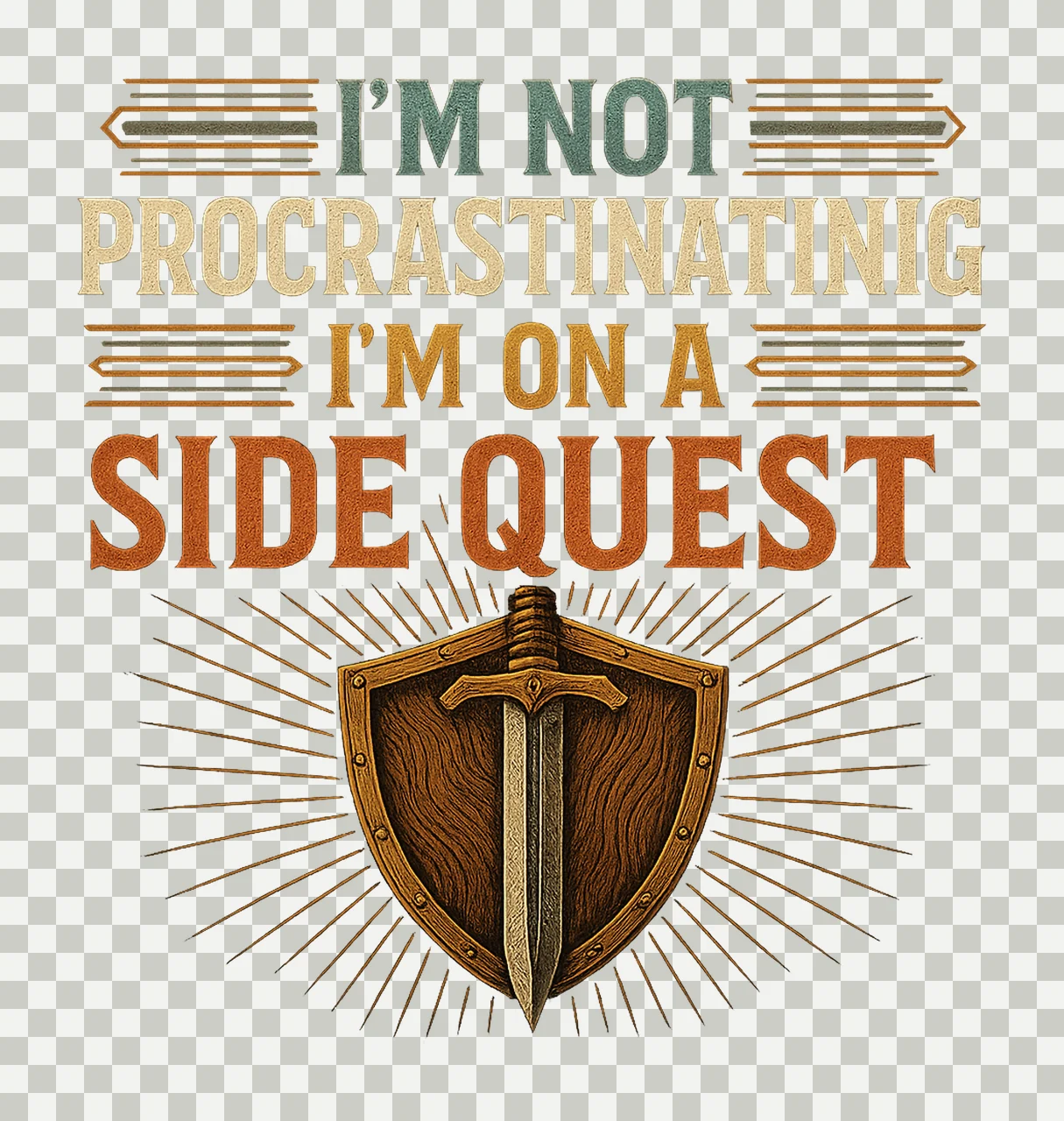 Im Not Procrastinating Im Doing Side Quests Gamer Retro transparency and detail preview thumbnail