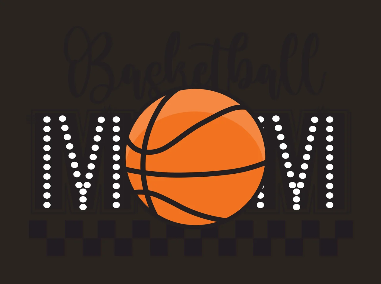 Basketball Mom Text And Checkerboard stationary black typography contrast preview thumbnail