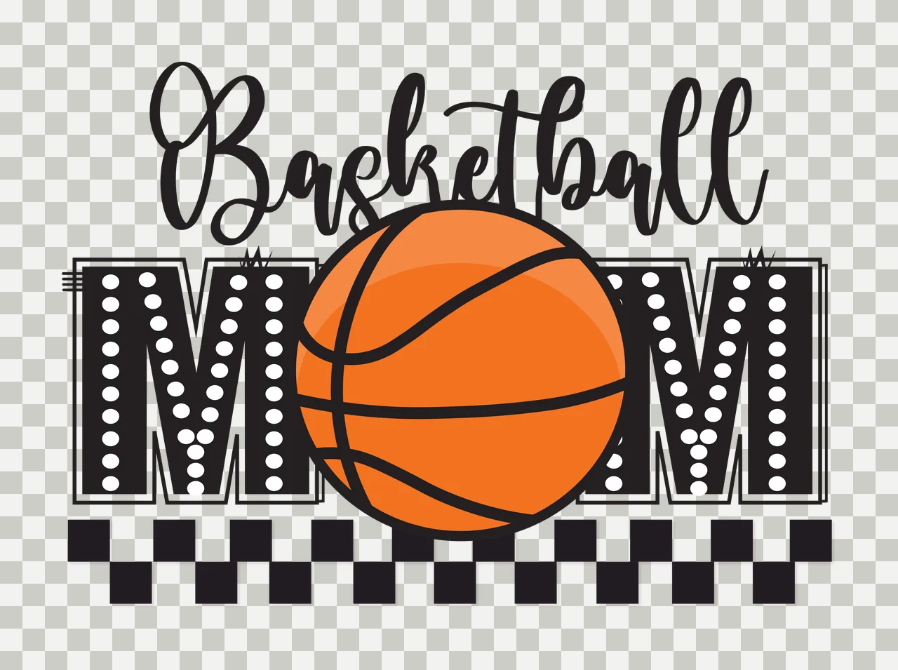 Basketball Mom Text And Checkerboard stationary black typography transparency and detail preview thumbnail