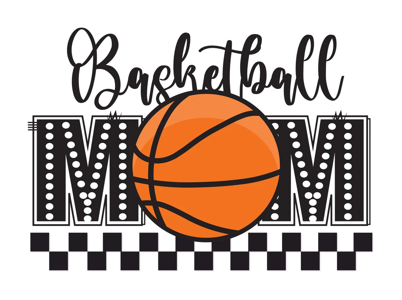 Basketball Mom Text And Checkerboard stationary black typography