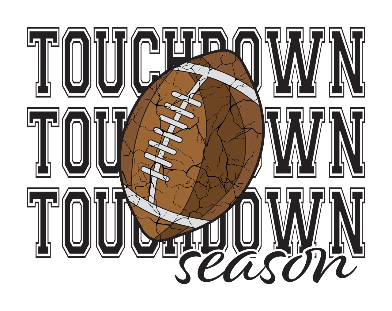 Season Black And White Text Graphic football shape sports typography