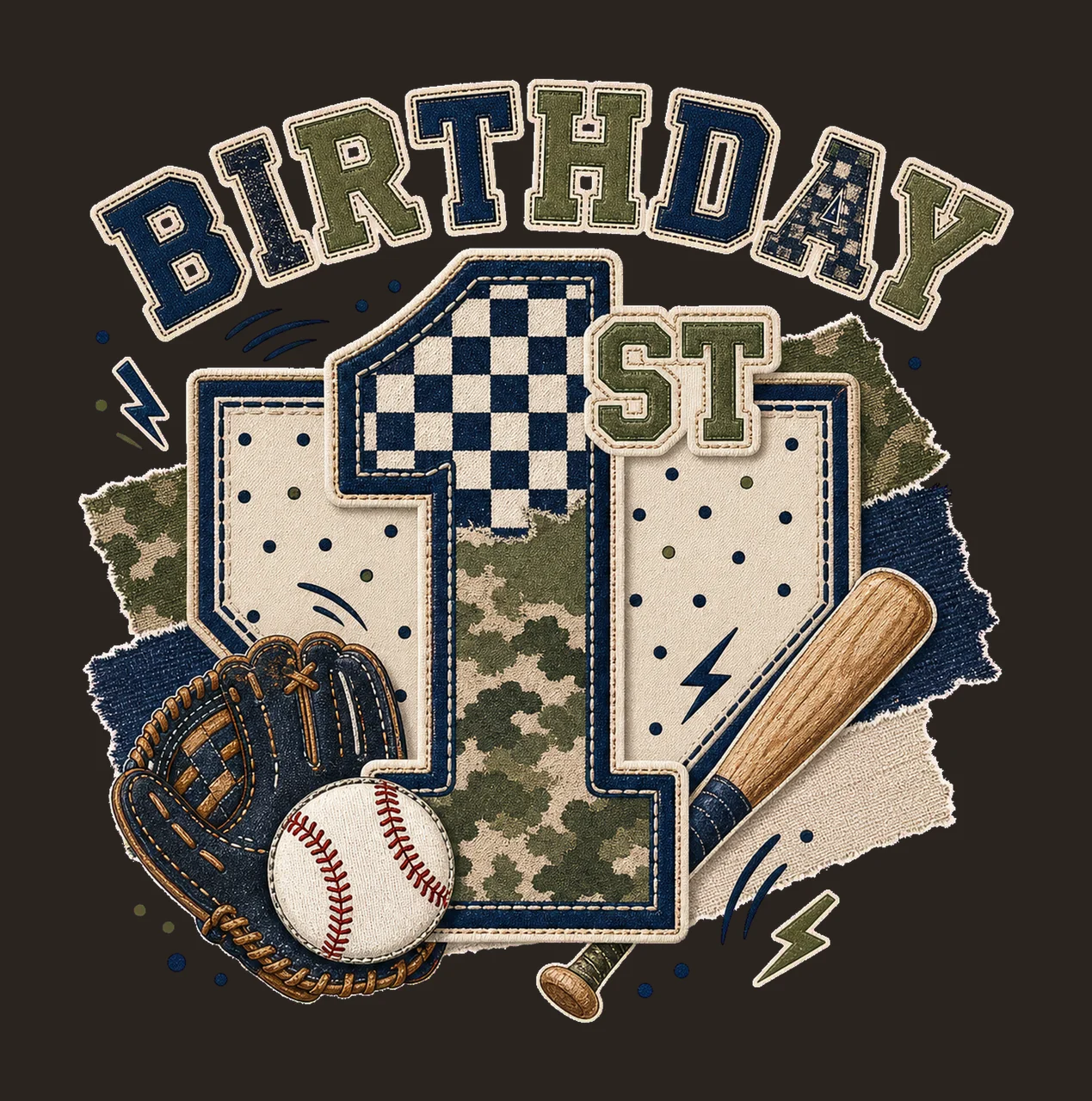 Star Camo Baseball Birthday sublimation instant Variation D contrast preview thumbnail