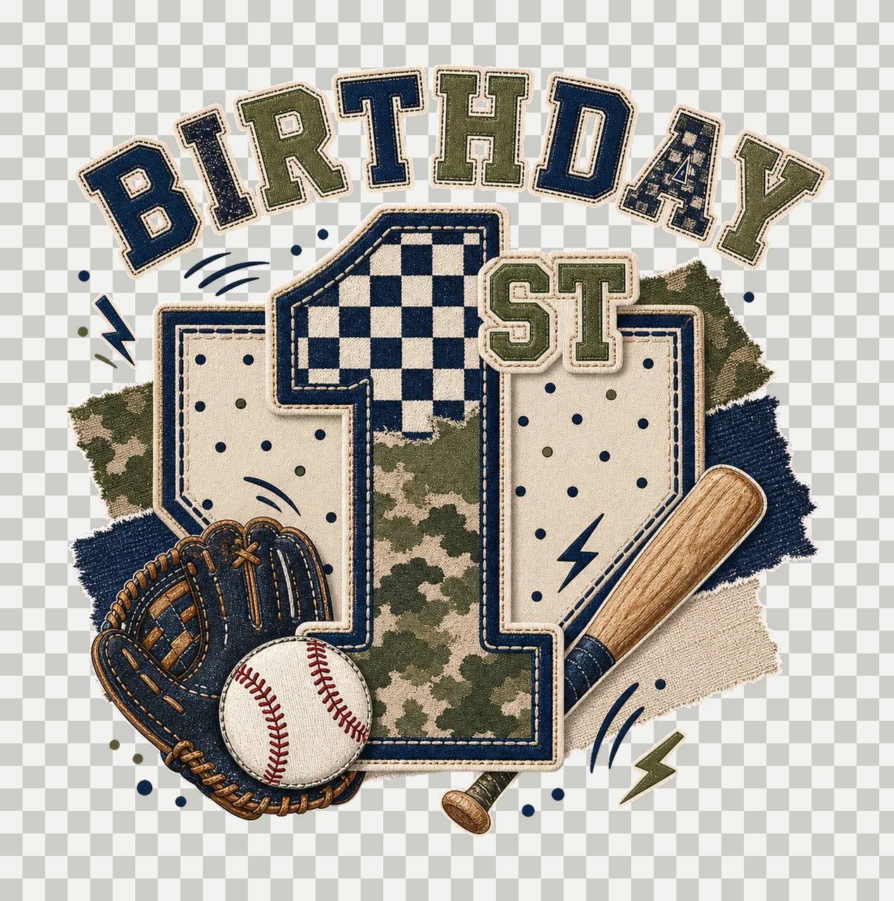 Star Camo Baseball Birthday sublimation instant Variation D transparency and detail preview thumbnail