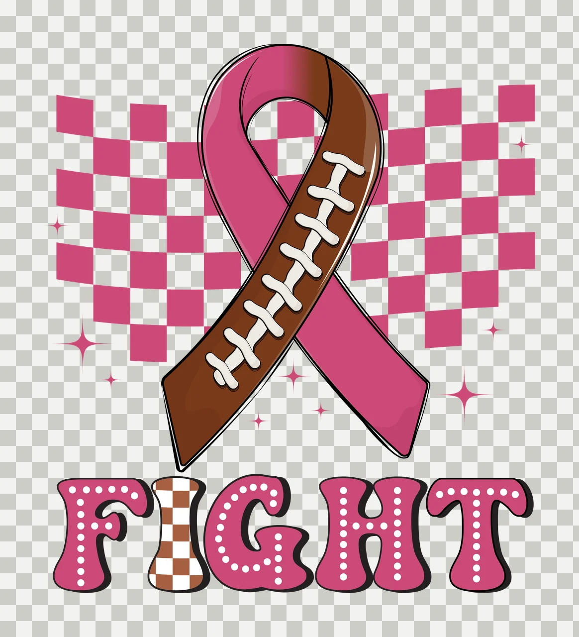 Fight Ribbon Checkerboard Graphic stars black white awareness transparency and detail preview thumbnail