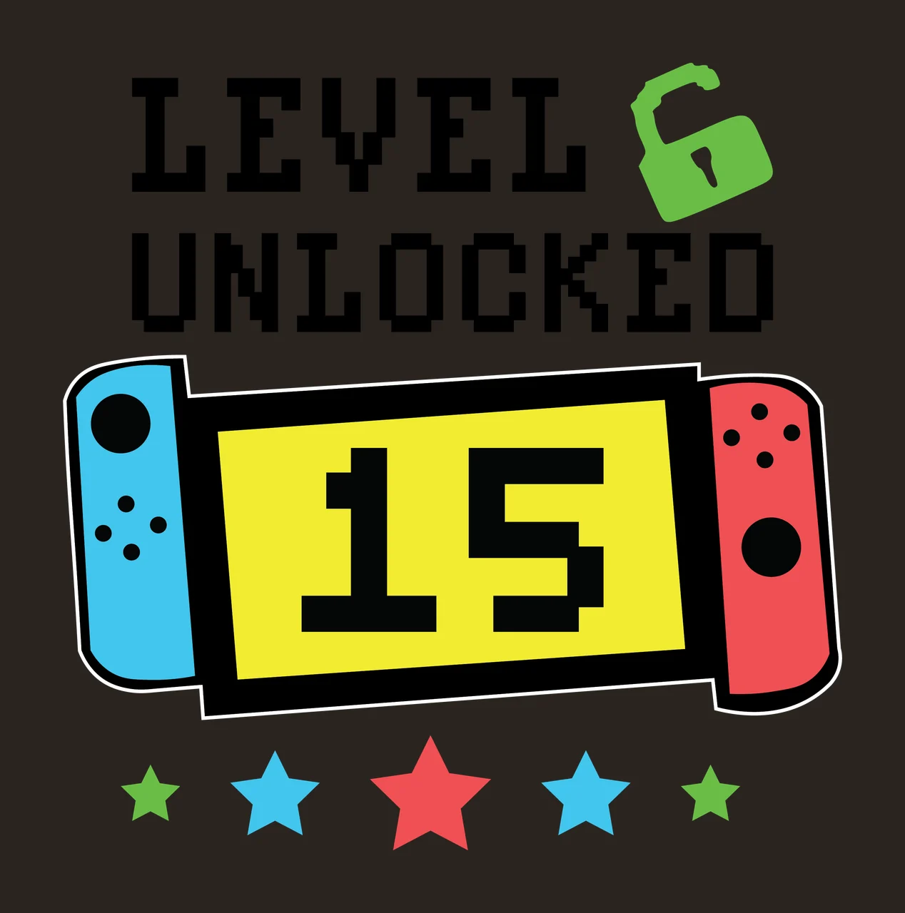 Level Unlocked Text Header With Lock Banner design stars padlock contrast preview thumbnail