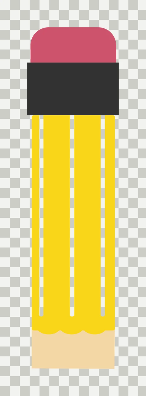Pencil Illustration with eraser, ferrule, wood tip and highlights in yellow, pink and dark gray transparency and detail preview thumbnail