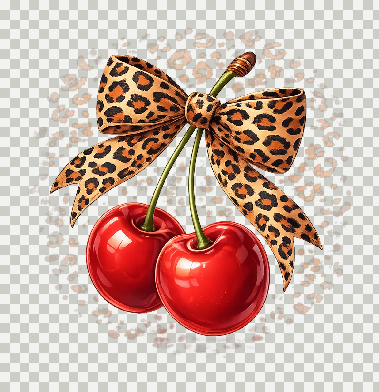 Cherry Cheetah Bow Coquette Valentine Design Cute Fruit transparency and detail preview thumbnail