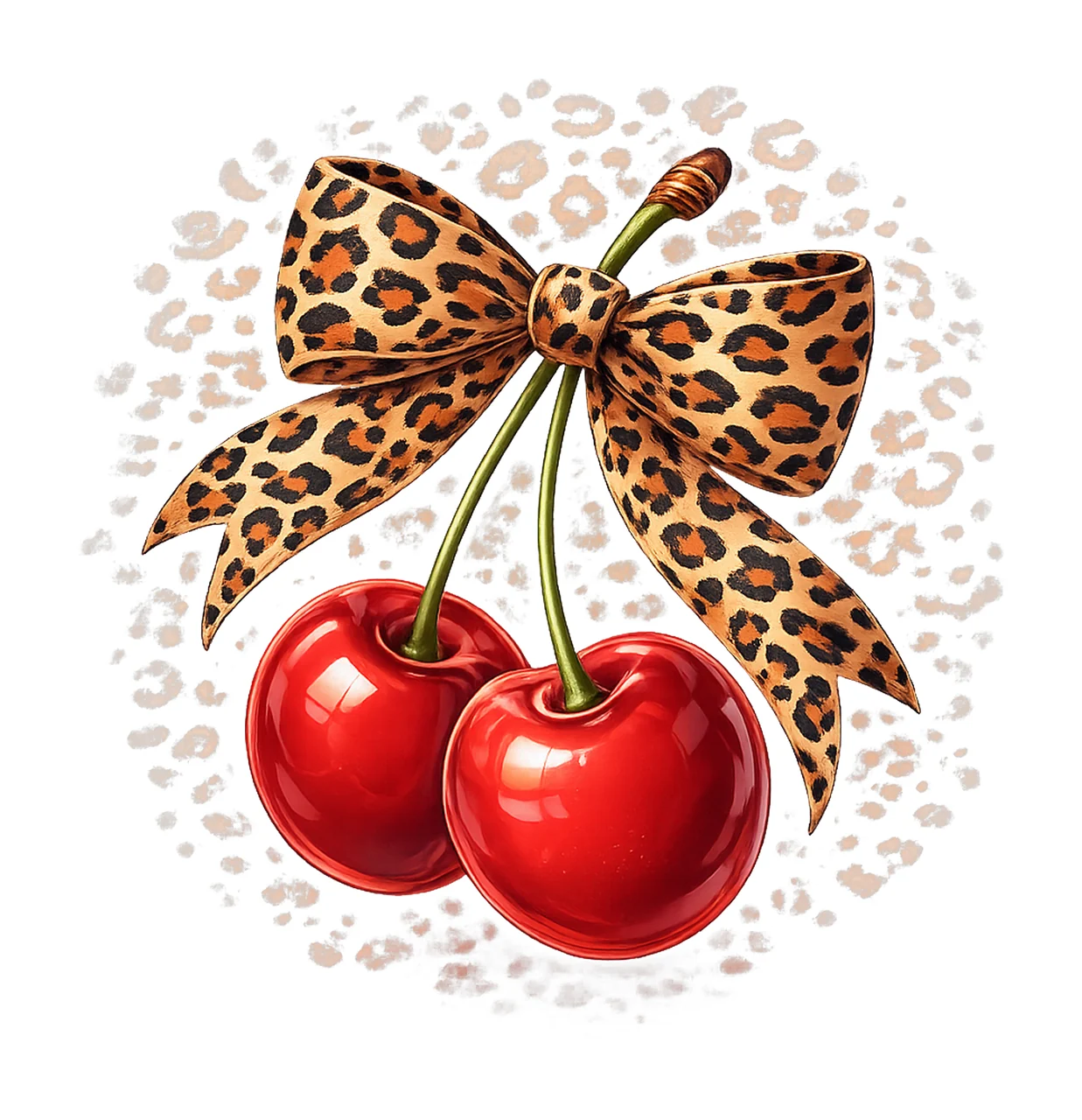 Cherry Cheetah Bow Coquette Valentine Design Cute Fruit
