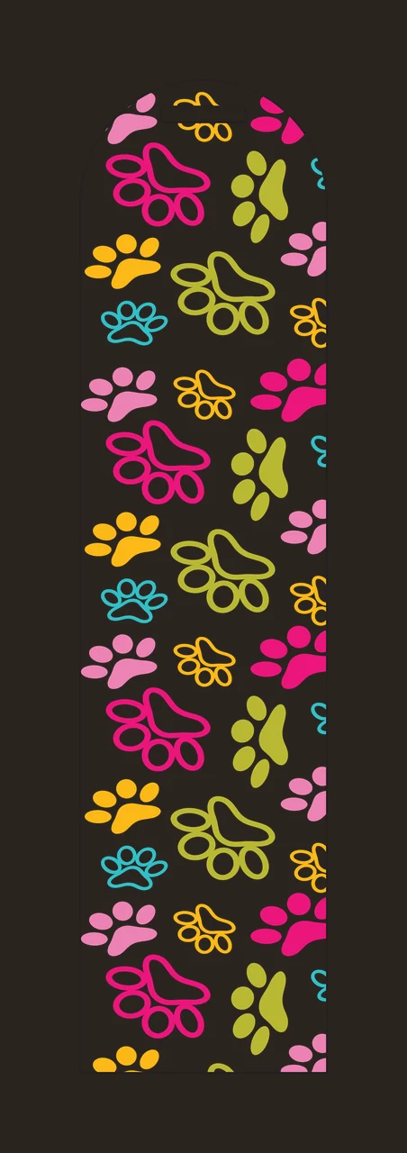 Paw Print Pattern Vertical Tag prints repeating toes pads black contrast preview thumbnail