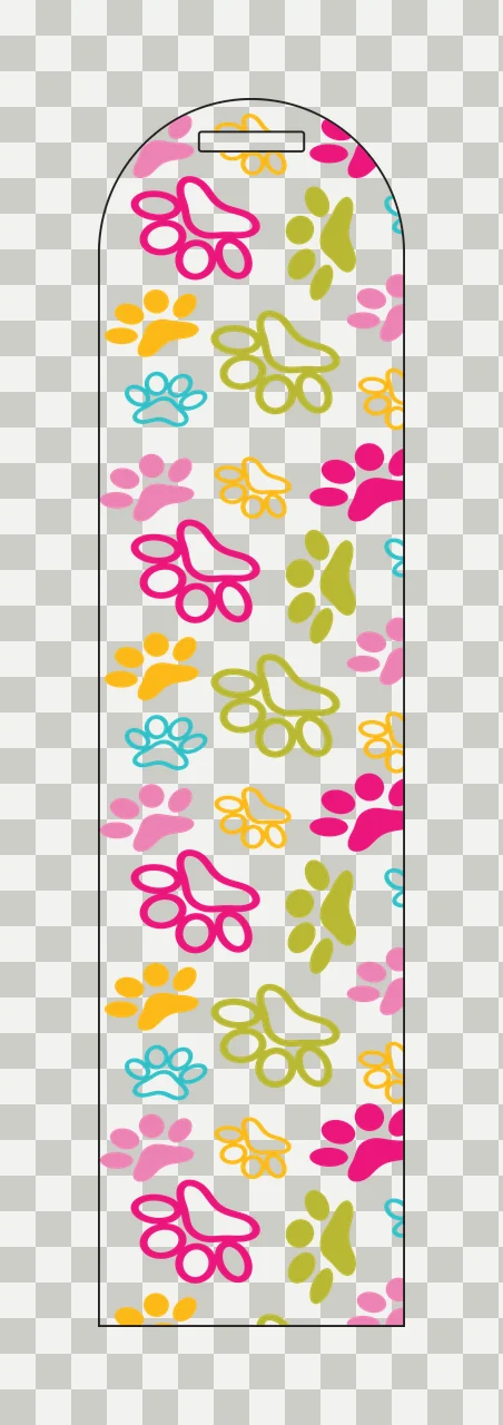 Paw Print Pattern Vertical Tag prints repeating toes pads black transparency and detail preview thumbnail