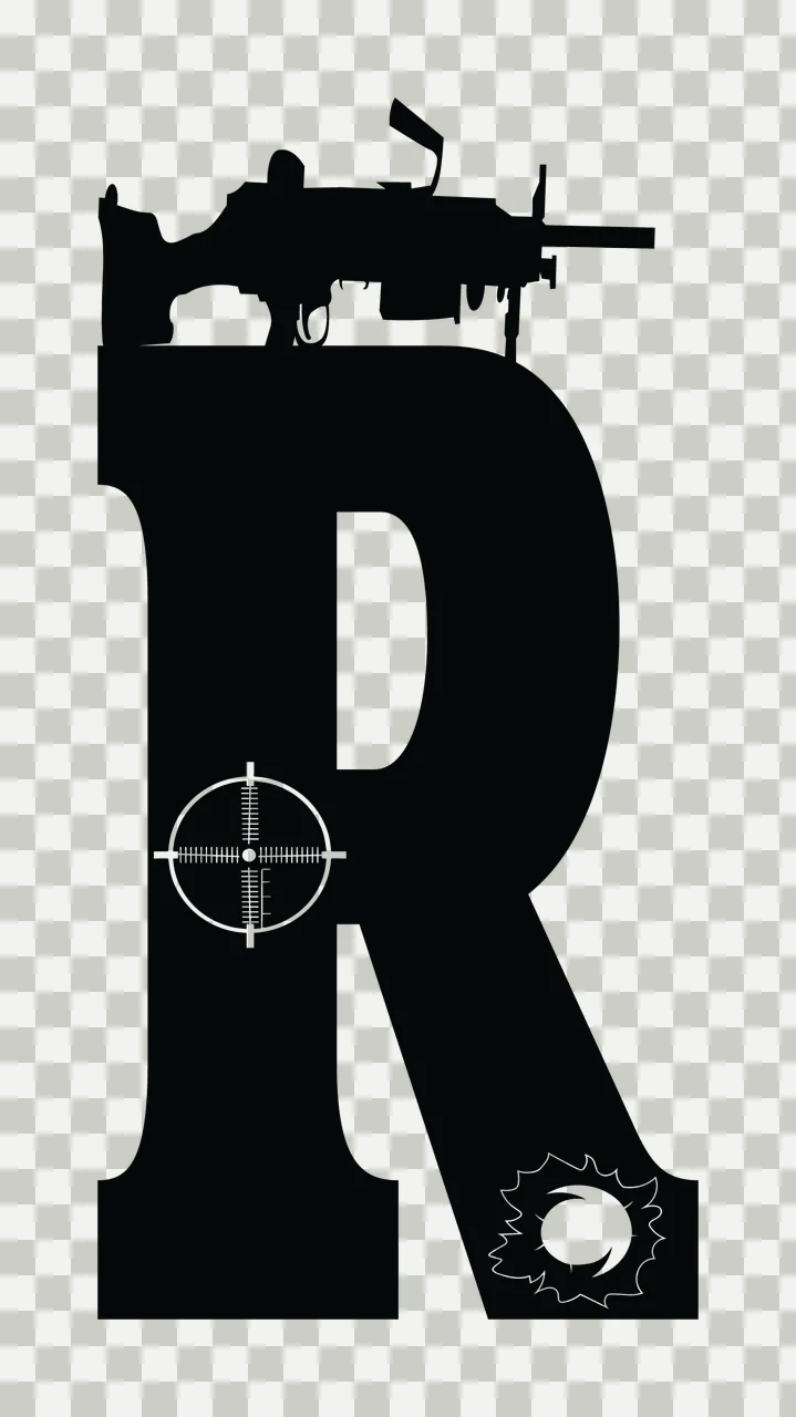 Gun Alphabet Character 08 scalable logo design icon transparency and detail preview thumbnail