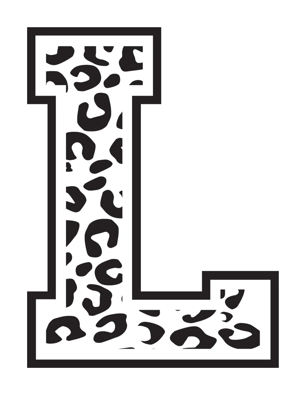 Black Varsity Half Font Leopard Character 02 print animal cheetah