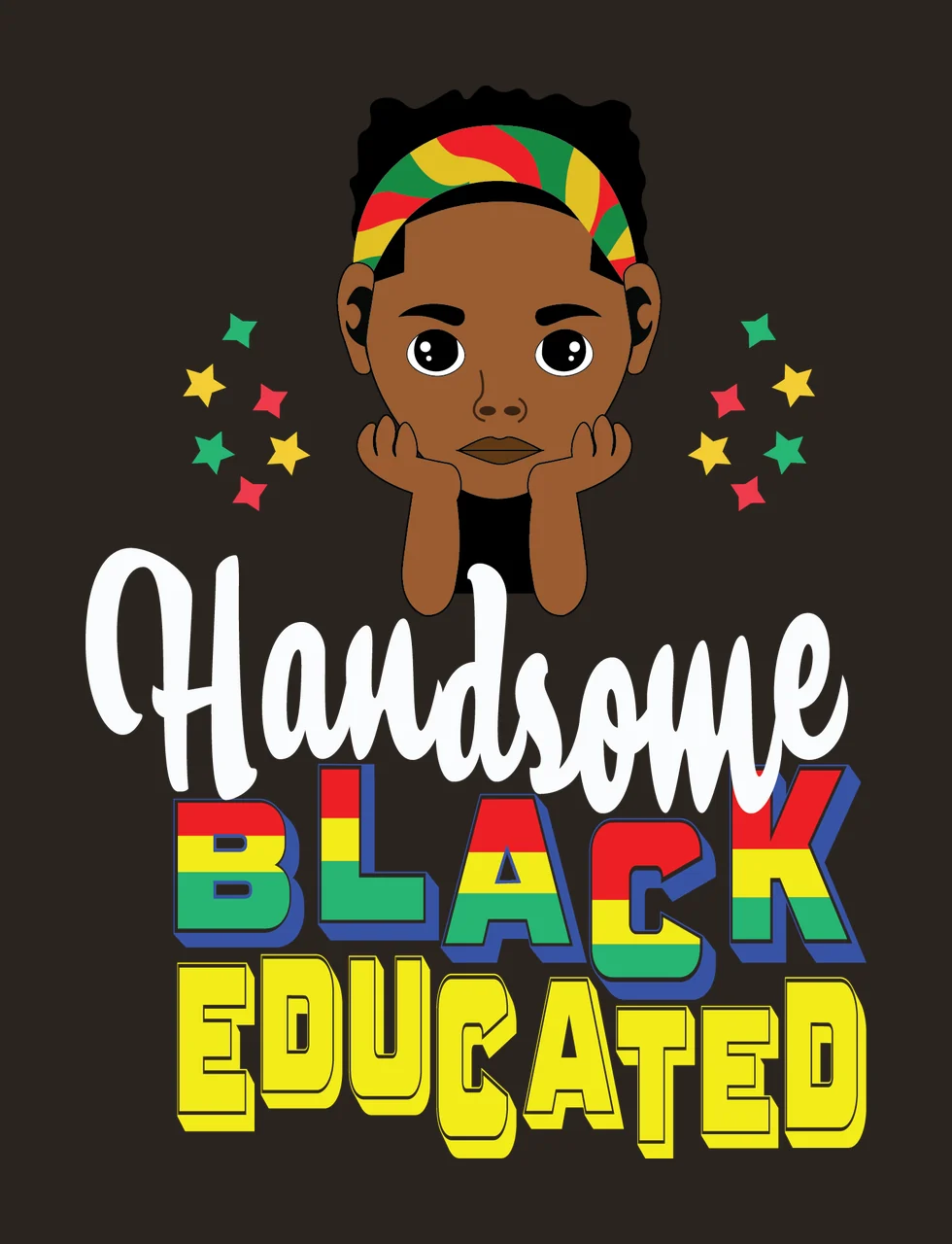 Handsome Black Educated Silhouette Graphic person stars typography contrast preview thumbnail