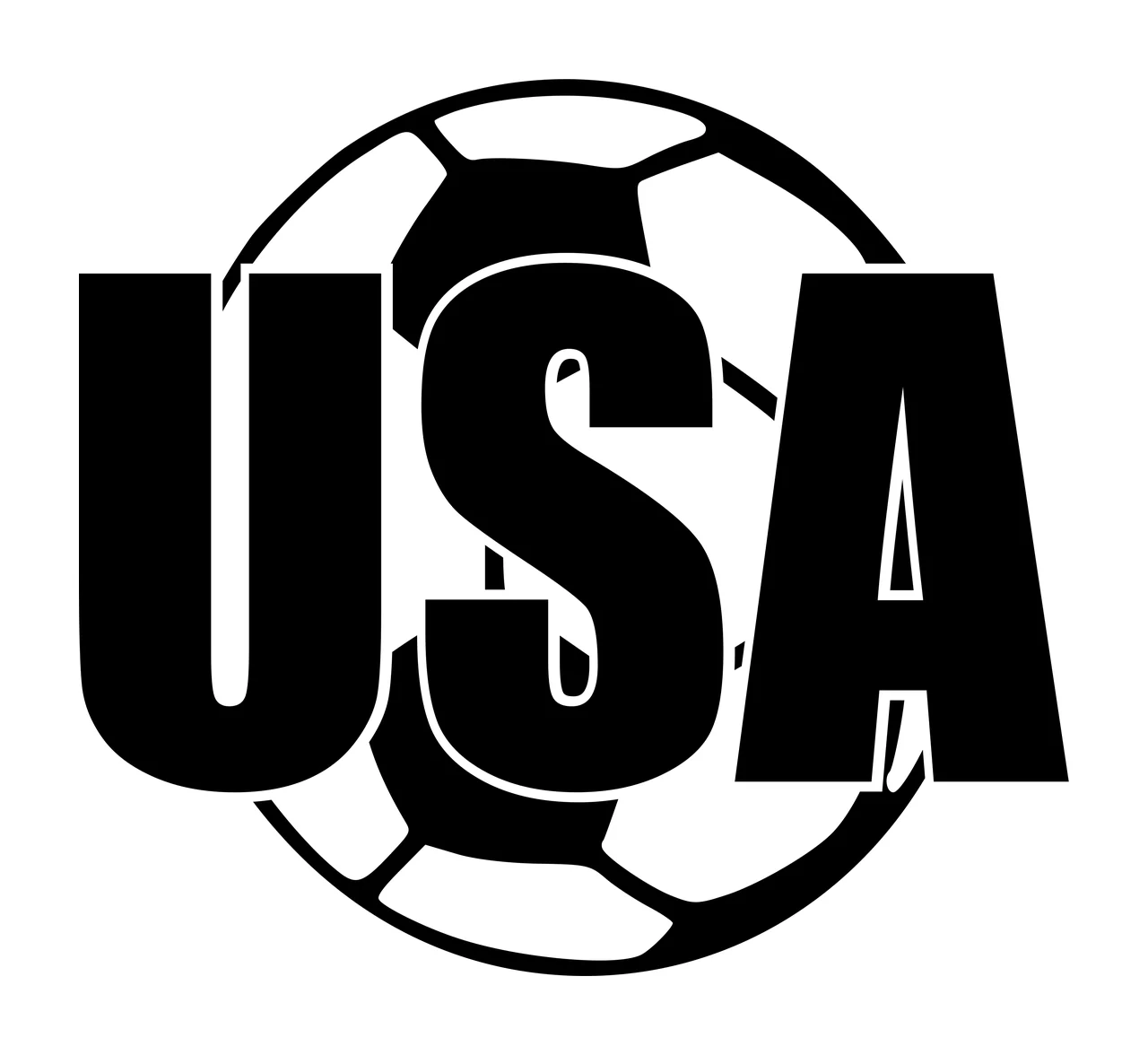 USA USA soccer Design with USA text, soccer ball and football pattern in black and white