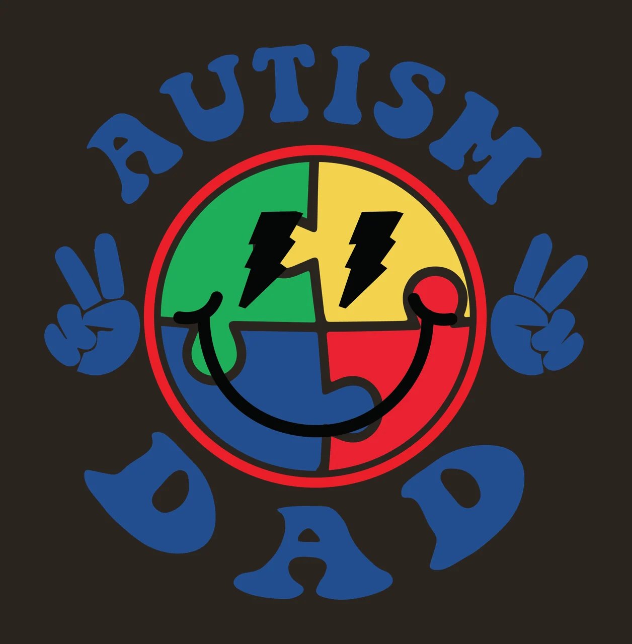 Autism Dad Text With Puzzle Piece circle hand gesture black contrast preview thumbnail