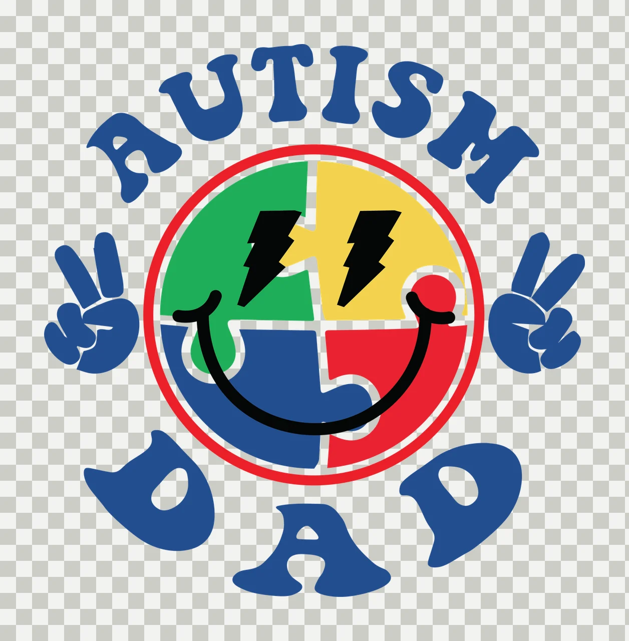 Autism Dad Text With Puzzle Piece circle hand gesture black transparency and detail preview thumbnail
