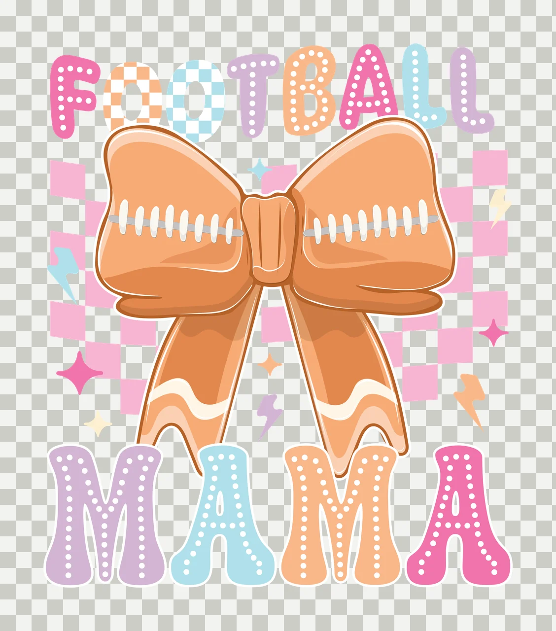 Football Mama Dots Black Bow Silhouette With Text displaying transparency and detail preview thumbnail