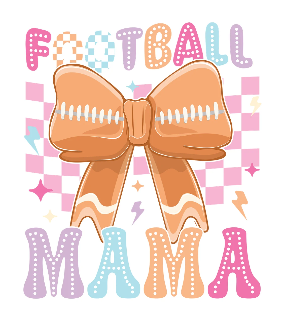 Football Mama Dots Black Bow Silhouette With Text displaying