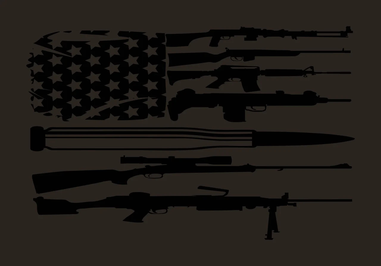 Flag Themed Firearms And Ammunition Composition stacked stars contrast preview thumbnail
