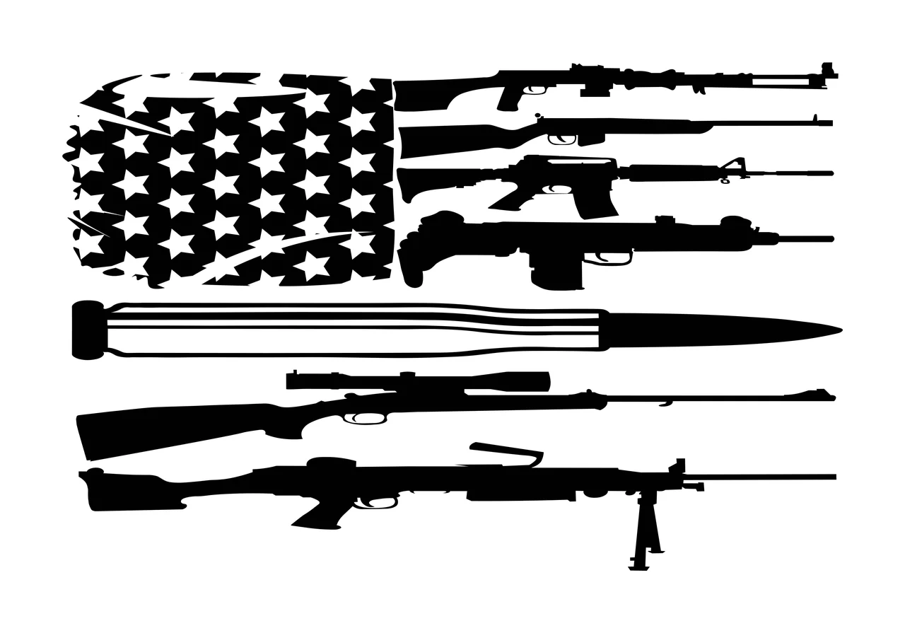 Flag Themed Firearms And Ammunition Composition stacked stars