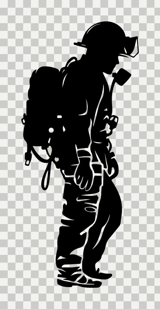 Safety Worker Gear Silhouette Portrait standing helmet backpack transparency and detail preview thumbnail