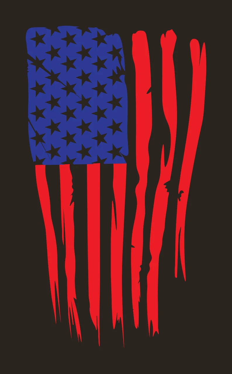 Flag American With Distressed Stripes waving stars lines black contrast preview thumbnail