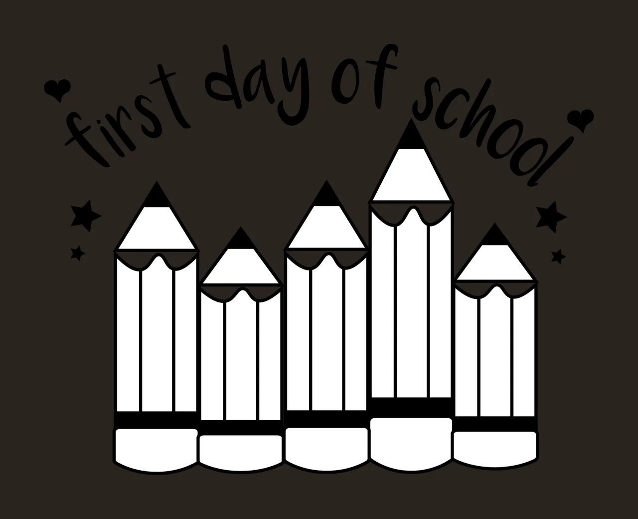 First Day Of School Crayon Text crayons standing stars hearts contrast preview thumbnail