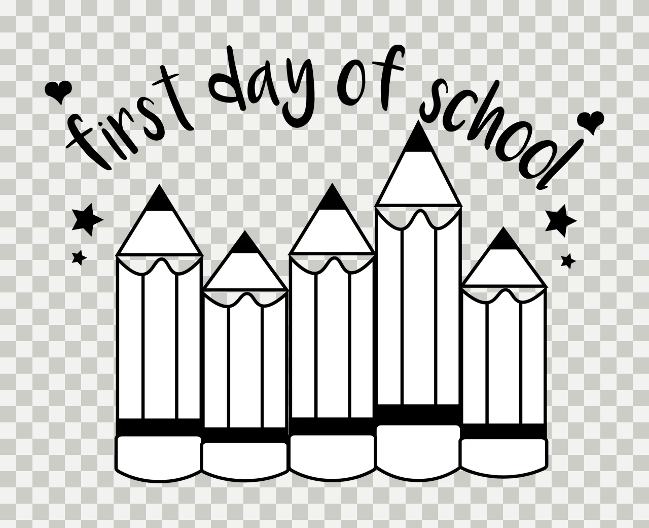 First Day Of School Crayon Text crayons standing stars hearts transparency and detail preview thumbnail