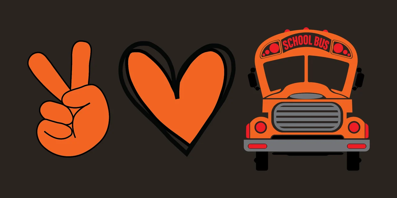 School Bus Peace Love And Graphic parked hand gesture heart contrast preview thumbnail