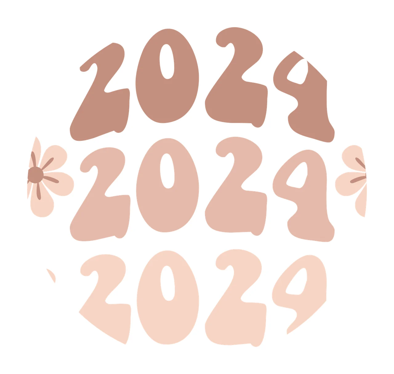Keychain 2024 2029 2029 Graphic Round Motif numbers flowers