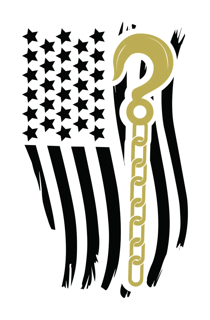 Flag Torn Graphic With Metal Hook hanging stars stripes chain