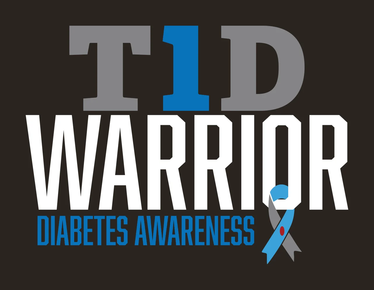 Ribbon Warrior T1D Warrior Diabetes Awareness Text Symbol and contrast preview thumbnail