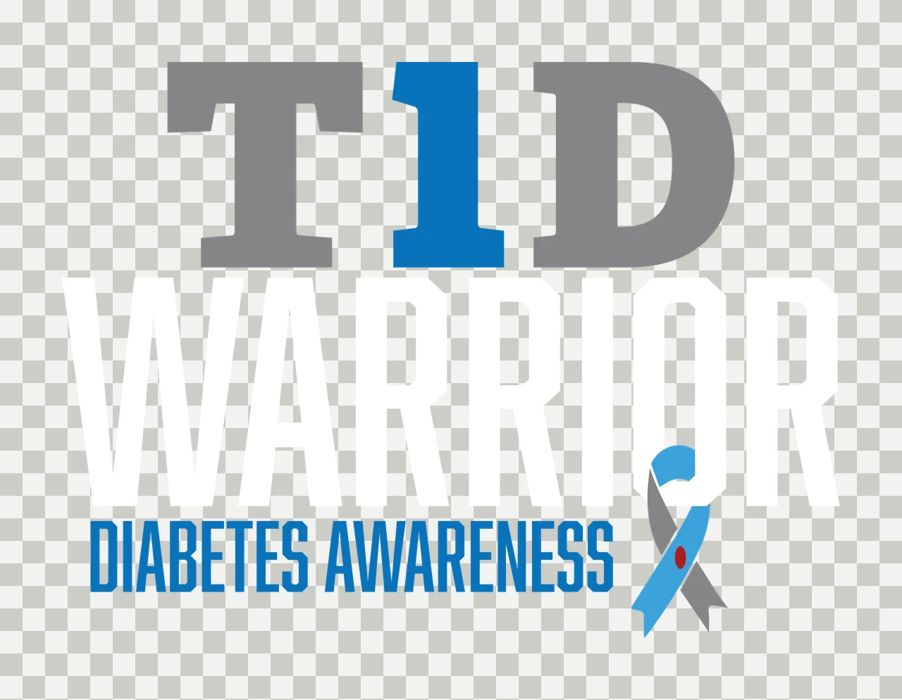 Ribbon Warrior T1D Warrior Diabetes Awareness Text Symbol and transparency and detail preview thumbnail