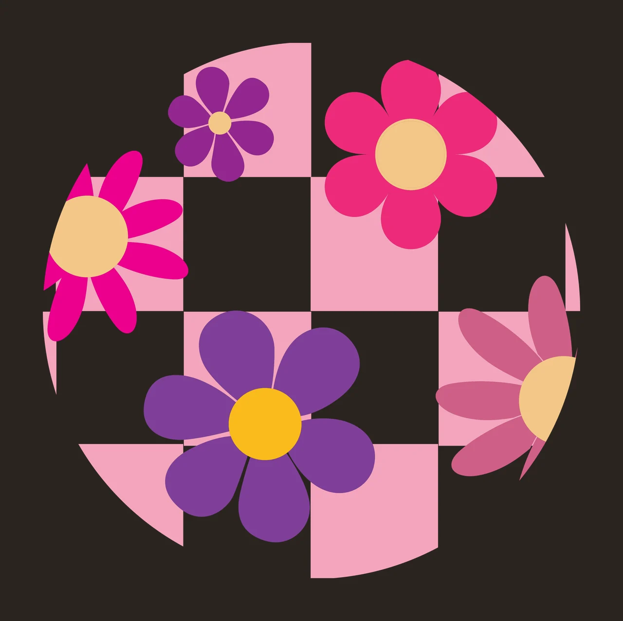 Keychain Flower Circle Black And White Pattern flowers grid contrast preview thumbnail