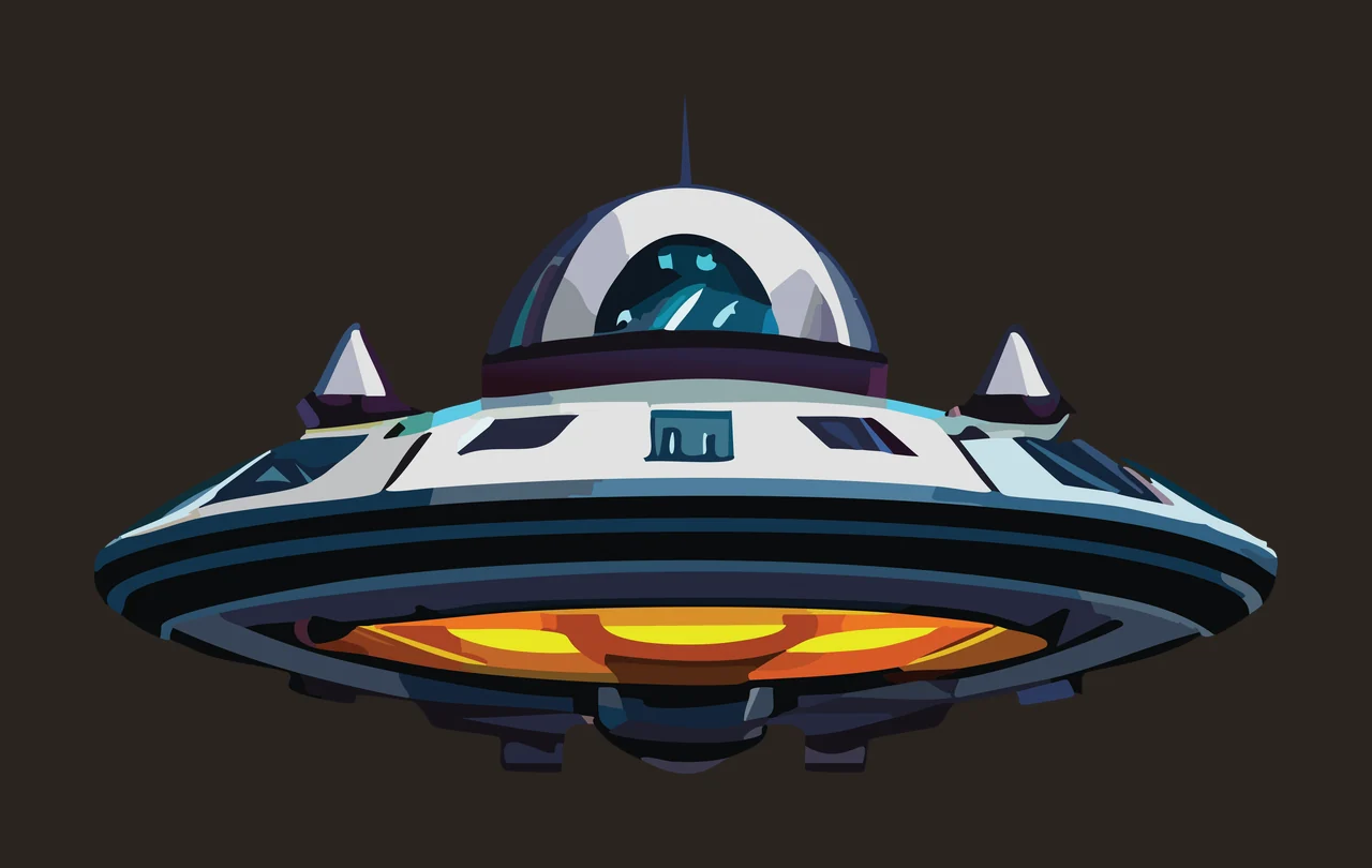 Symmetrical Domed Flying Object Silhouette hovering dome protrusions contrast preview thumbnail