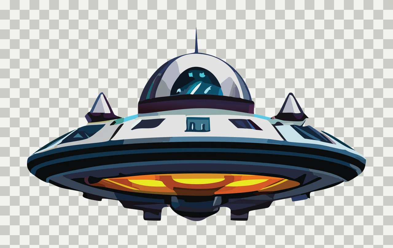 Symmetrical Domed Flying Object Silhouette hovering dome protrusions transparency and detail preview thumbnail