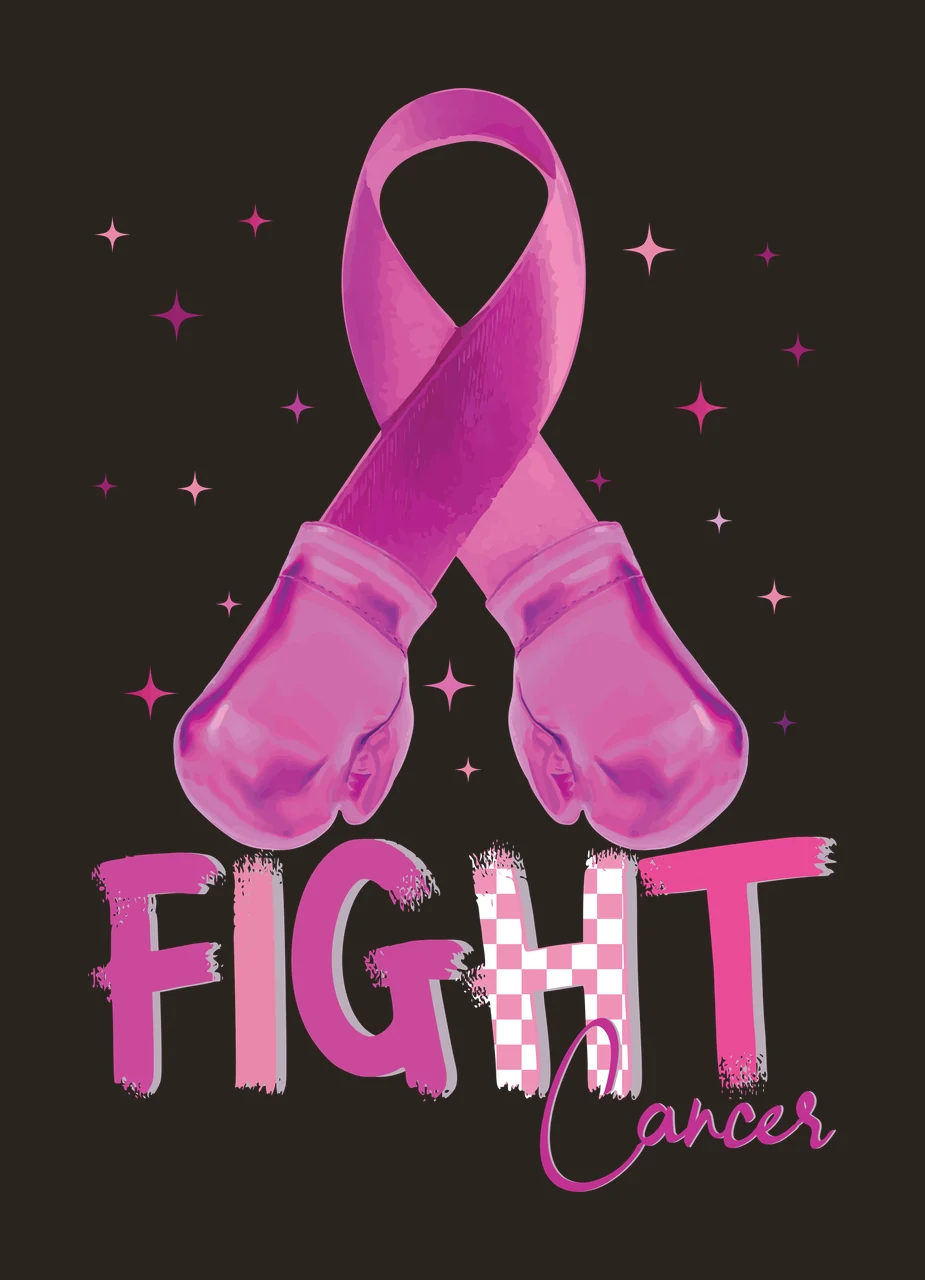 Fight Cancer Ribbon Boxing Graphic gloves dots squares stars contrast preview thumbnail