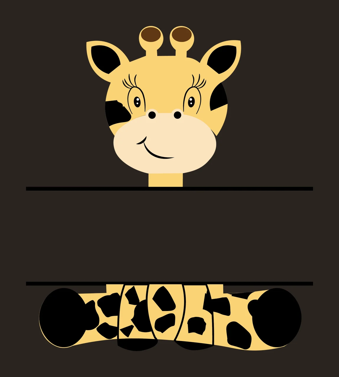 Animal Giraffe Silhouette With Banner head black white contrast preview thumbnail