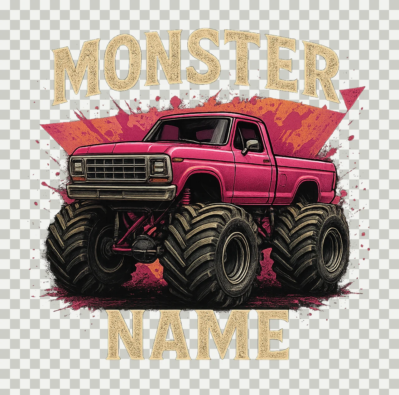 Monster Nana Sublimation Design Proud Grandma Pink Truck transparency and detail preview thumbnail