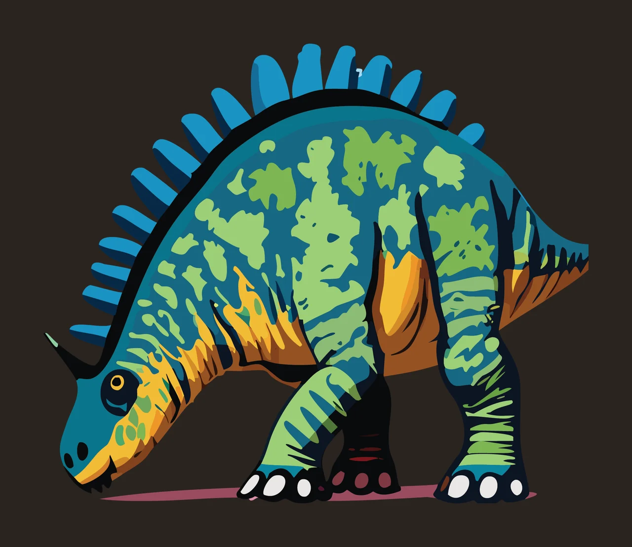 Dinosaur Stegosaurus Silhouette Featuring Detailed Skeletal Overlay contrast preview thumbnail